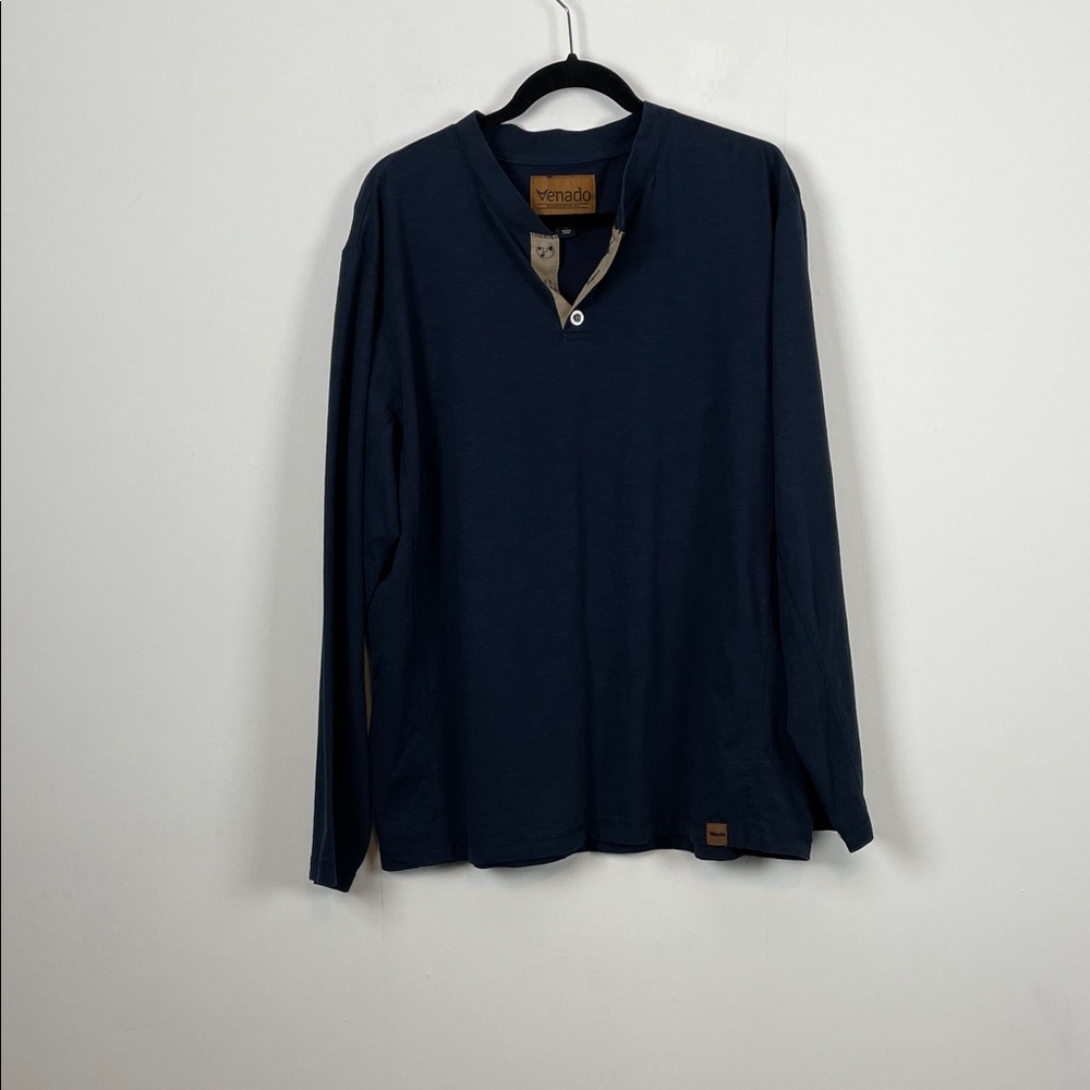 Venado Henley Pullover Mens' XL Navy Blue Long Sleeve Business Casual Shirt